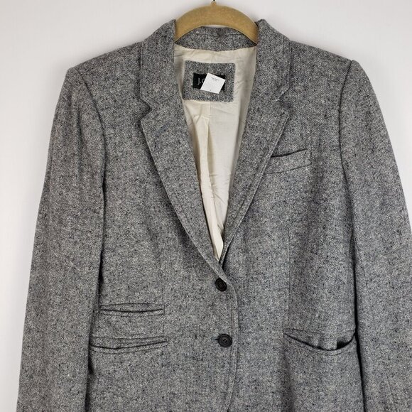 J Crew Schoolboy Blazer 2-Button Gray Tweed Wool Silk 29073 Womens Size 6 - Picture 10 of 10